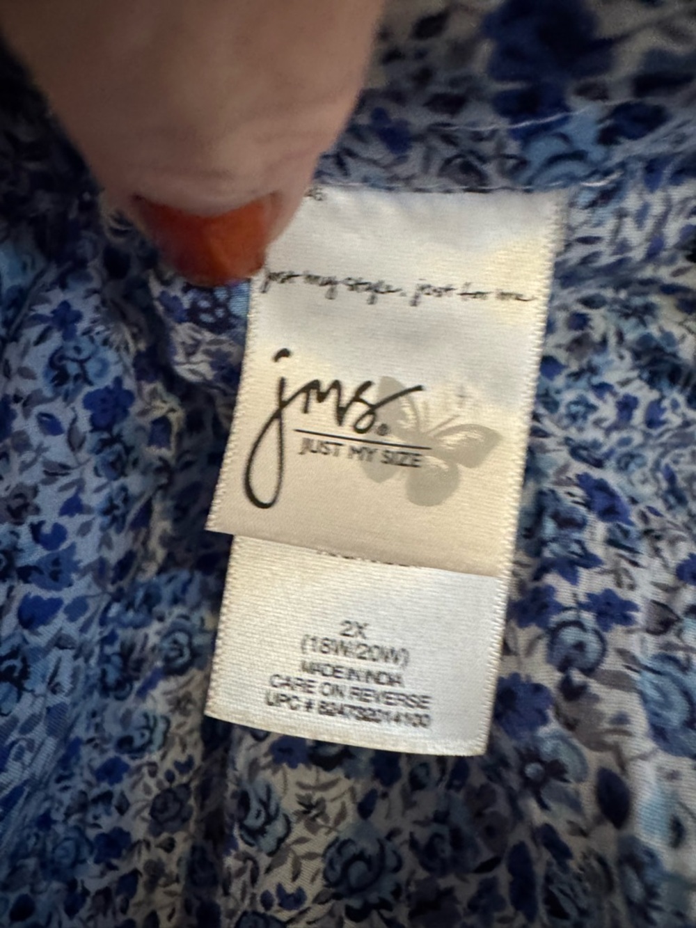 Just My Size Blue Floral Button-Down Shirt PLUS: 2X #C - Picture 8 of 8